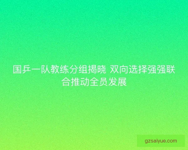 国乒一队教练分组揭晓 双向选择强强联合推动全员发展