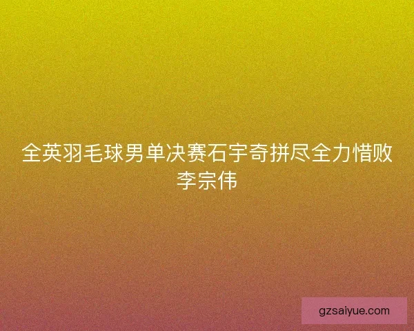 全英羽毛球男单决赛石宇奇拼尽全力惜败李宗伟